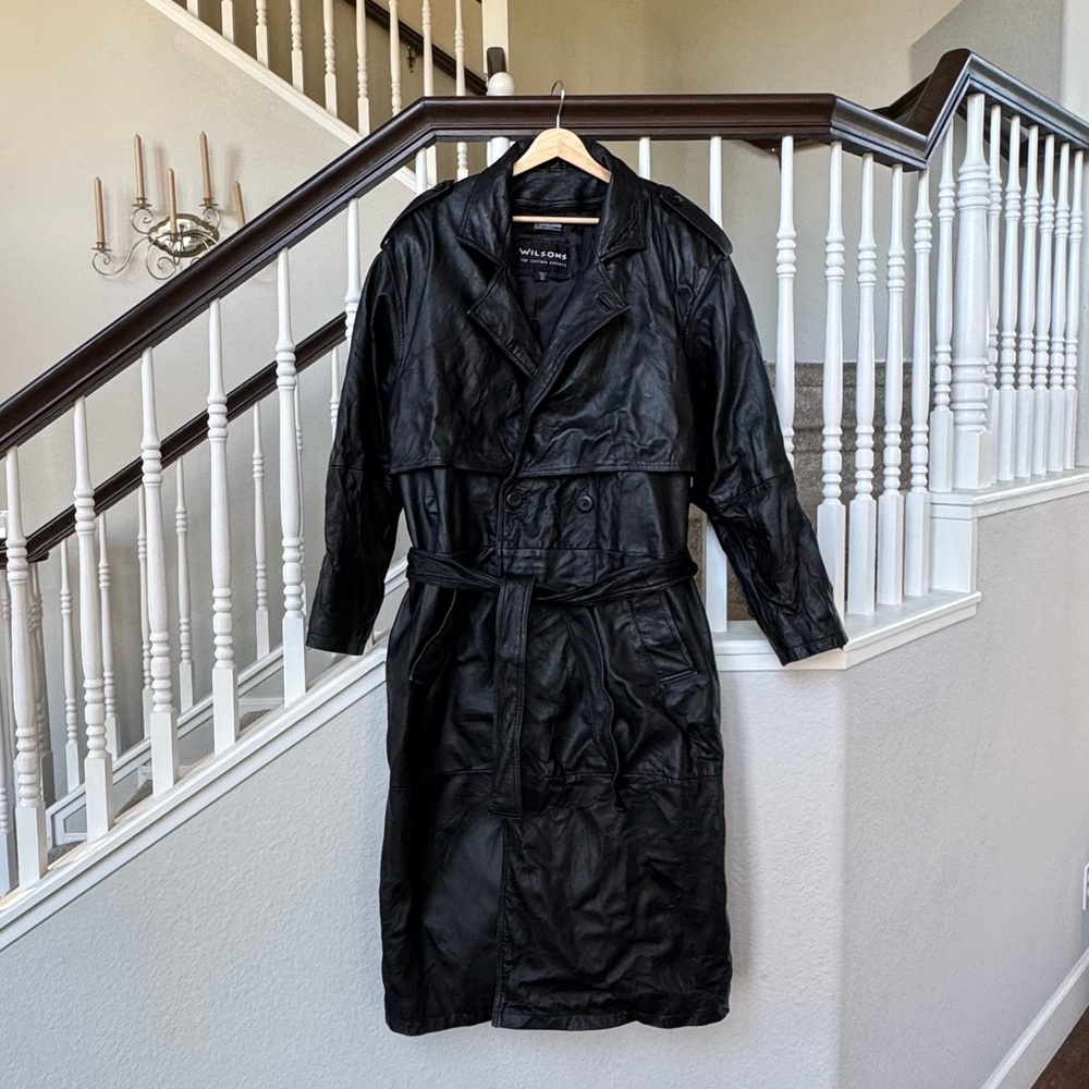 Wilson’s Leather Black Trench Coat